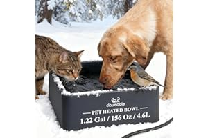 Clawsable Large Heated Dog Bowl for Outdoor Dogs Cats, Heated Water Pet Dish with 78.4" Chewproof Cord, Water Thermal-Bowl for Rabbit, Chicken, Squirrel (Gray, 155Oz)