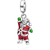 Christmas Santa Claus Charms fit Pandora Bracelet 925 Sterling Silver Reindeer Christmas Tree Stocking Bead Charms for Women Xmas Gifts