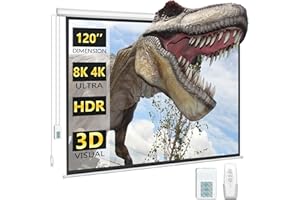 DINAH 120 Inch Electric Projector Screen with Remote, Automatic Air Indoor Drop Down, Motorized 4K 3D HD Projection for Movies