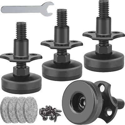 Anwenk 4pk Heavy Duty Furniture Leveling Feet 1320LB Support 3/8"-16 T-Nut Kit