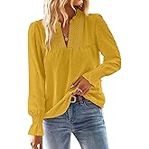 Falechay Boho Tops for Women V Neck Blouses Flowy Swiss Dot Dressy Casual Lace Womens Long Sleeve Shirts Trendy 2026