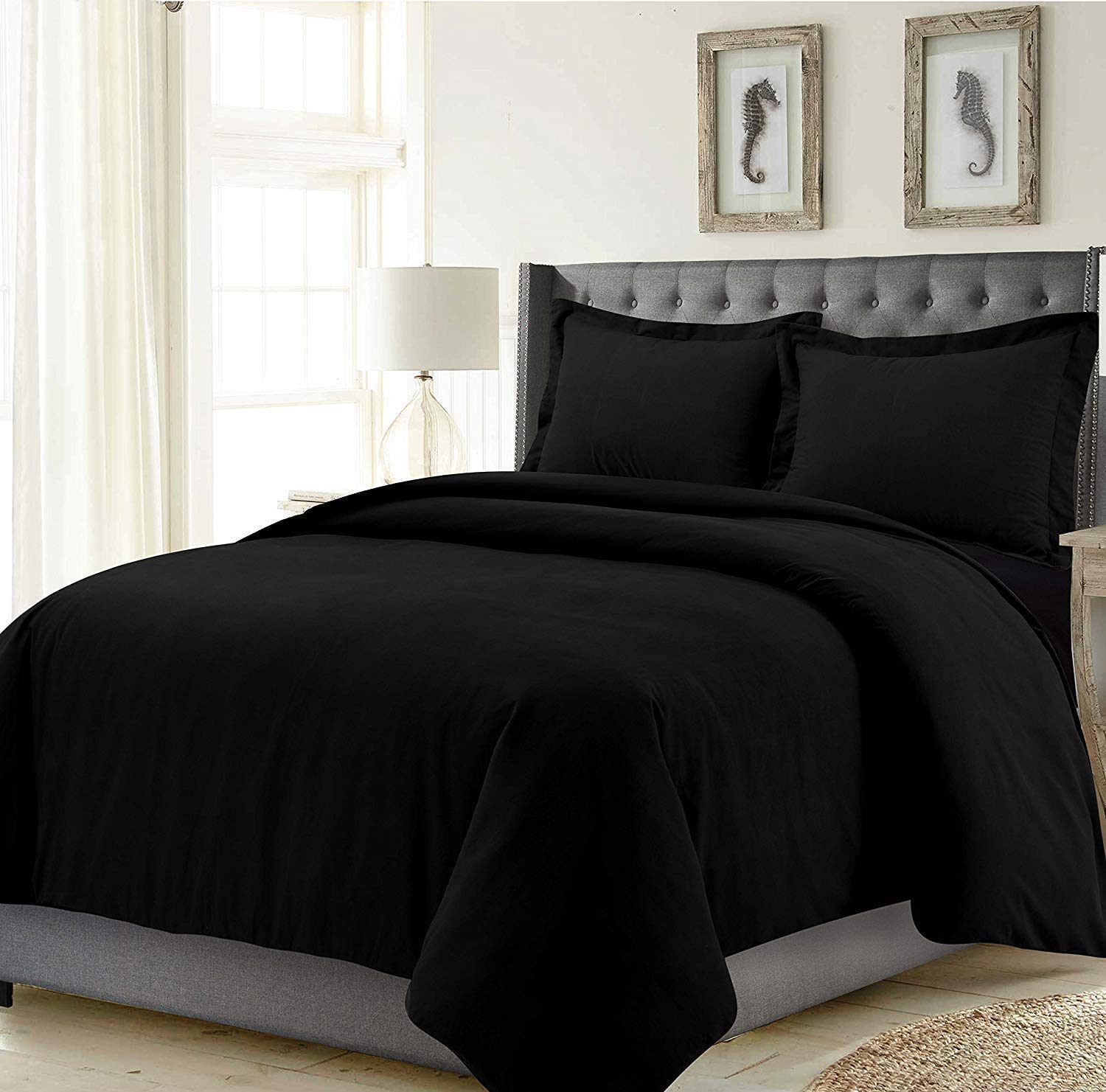 Buy Buy Egyptian Cotton 550 Thread Count 3PCs Duvet Cover Set Zipper Closure Solid Pattern