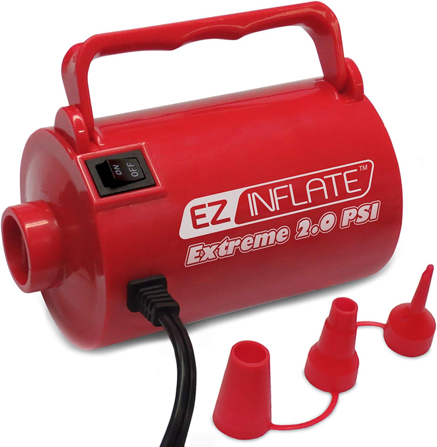 EZ Inflate HIGH VOLUME SUPREME AC Air Pump, Inflator Deflator Air Pump With 3 Universal Nozzles