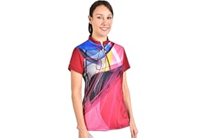SAVALINO Women's Bowling Sublimation Printed Jersey, Material Wicks Sweat & Dries Fast, Size S-5XL