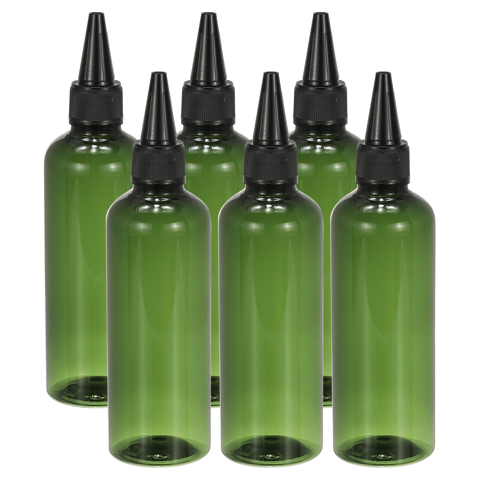 PATIKIL Plastic Applicator Bottle, 6 Pcs 3.4oz(100ml) Leak Proof Refillable Empty Dispenser Container Squeeze Bottle with Twist Top Cap for Hair Ink Liquid Sauces, Green