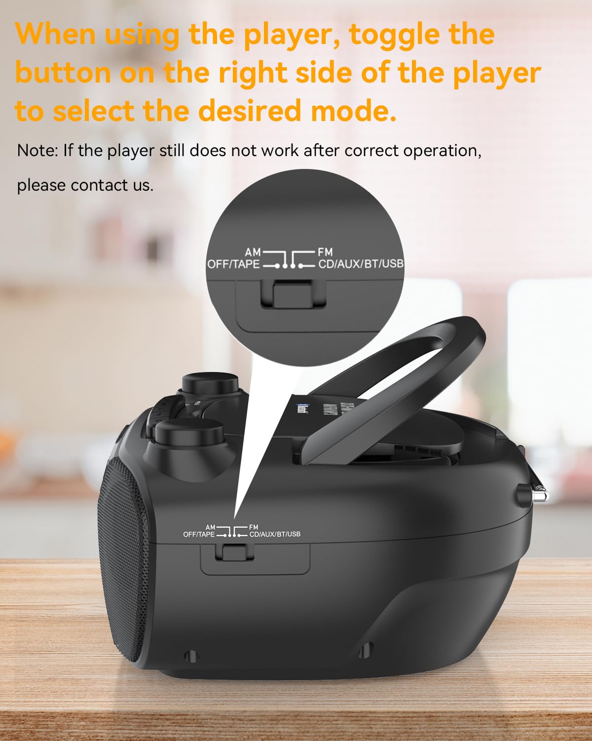 MONODEAL Cassette Tape Player with Bluetooth, Boom Box CD Player AM FM Radio, Multi-Functional CD and Cassette Player Combo,Tape Recording,USB/AUX,AC/DC Power,Headphone Jack for Gift