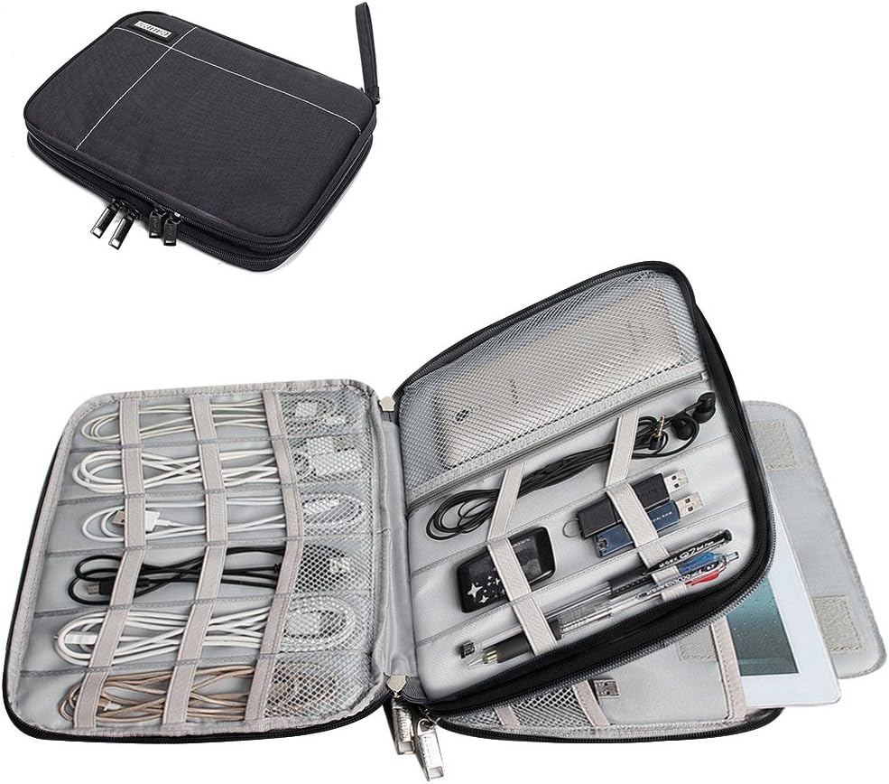 CADeN Universal Cables Organizer Electronics Accessories Cases USB Drive Storage Case for data cables, chargers, connectors, memory cards, CF cards(Blake)