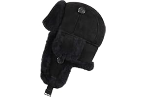 Zavelio Trapper Trooper Leather Aviator Bomber Genuine Shearling Sheepskin Hat