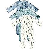 Jimonda Baby Girls Boys Footed Pajamas,Rayon From Bamboo,2 Way Zipper Long Sleeve Soft Sleeper Pjs,Infant Tie-dye Romper