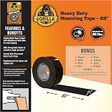 Gorilla Heavy Duty Double Sided Mounting Tape 1" x 60" Black Weatherproof view 4