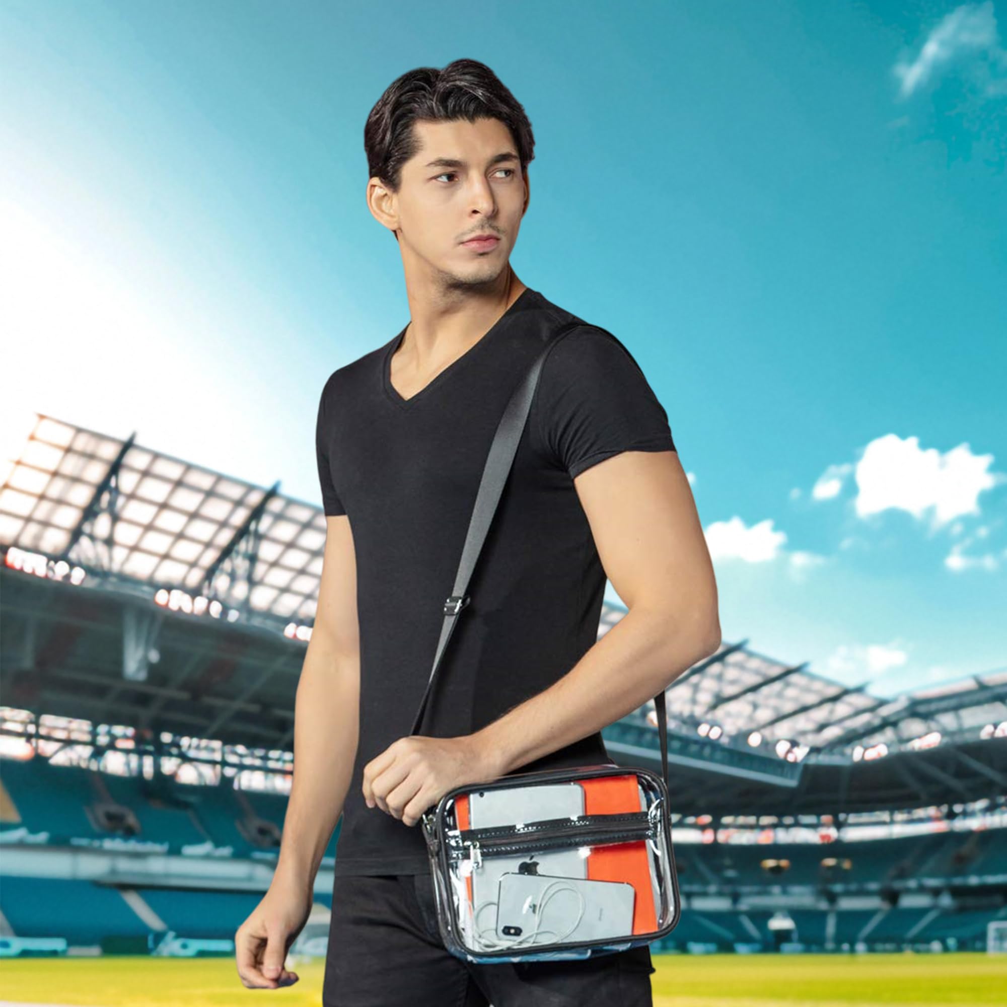 MAY TREE Clear Bag for Stadium Events Clear Messenger Bag Suitable for Concert Outfits and Sports Events