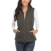 MISS MOLY Women Lightweight Quilted Padded Vest Stand Collar Zip Up Front Gilet Quilted