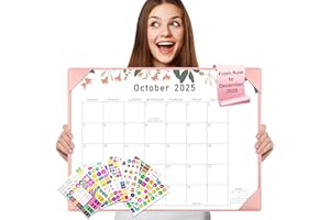 Gannyfer Desk Calendar 2025-2026, Large 2026 Desk Calendar 22" x 17", 18 Monthly Pink Desktop Calendar 2026 for Planning and Organization at Home, Office or School(6 Stickers Included)