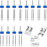 15PCS Double Needle Sewing Machine Double Needles Twin Needles for Sewing Machine with 3pcs Presser Foot for Household SewingMachine Accessories 3 Size 2/90 3/90 4/90