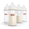 NUK Perfect Match 2-in-1 Natural and Anti-Colic Bottle with Medium Flow, Wide, Adaptable Nipple, 8oz., 4 Pack, BPA Free