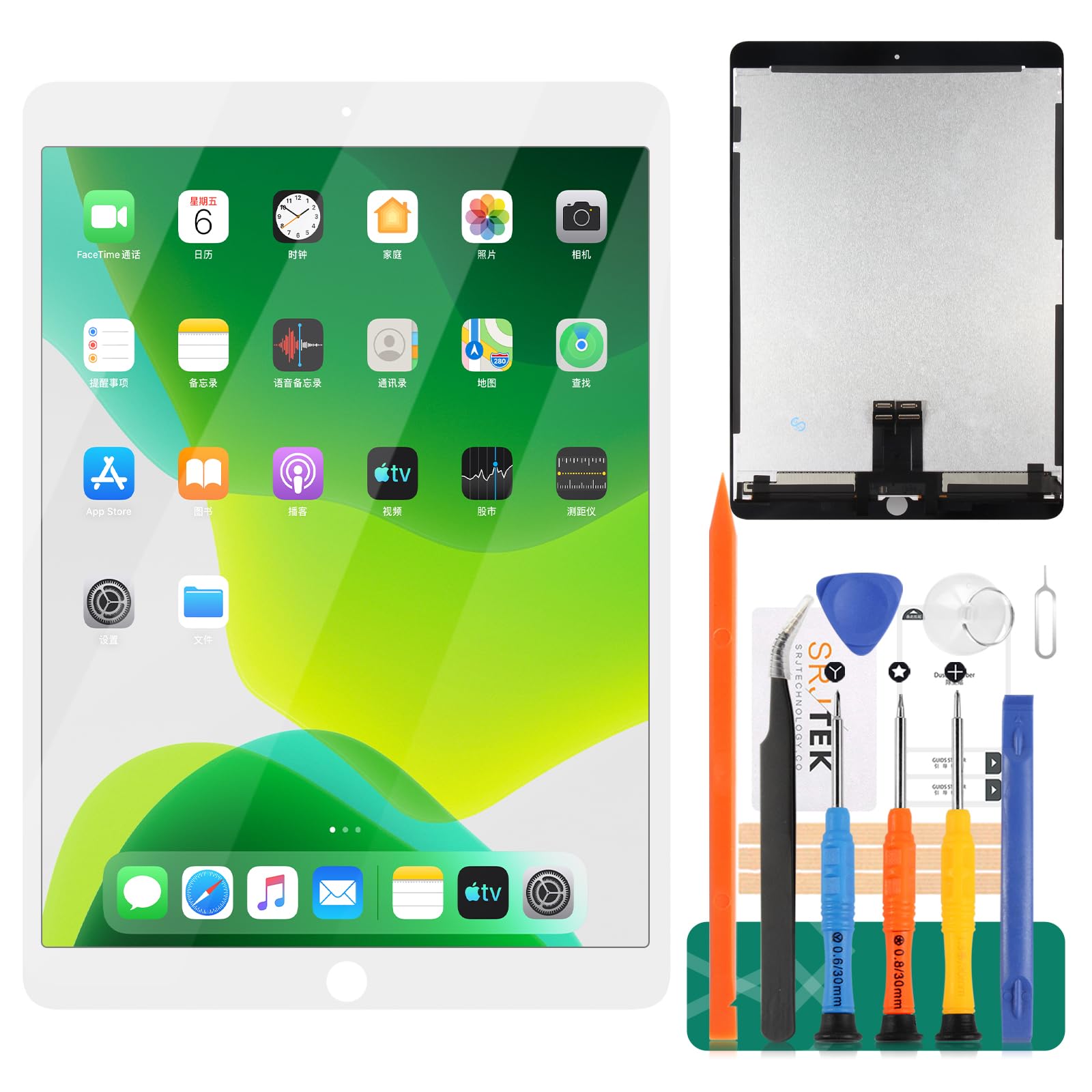 For iPad Air 3 2019 10.5 LCD Display Screen Replacement A2153 A2123 A2152 Touch Digitizer Glass Panel Full Assembly Repair Parts Kit (White)