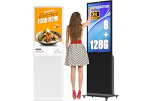 Canlarriz 43 Inch 4K UHD 400nits Touch Screen Movable Floor Standing Digital Signage Commercial Display LCD Monitor Advertising Screen 8-128GB Android 11.0 with HDMI in