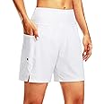 G Gradual Women's 7" Long Swim Board Shorts High Waisted Quick Dry Beach Swimming Shorts for Women with Liner Pockets