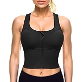 CYDREAM Zip Front Longline Sports Bras for Women Crop Tank Top Criss Cross Back Support Fitness Yoga Workout Shirts