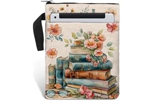 84HOODS Book Cover Bag with Zipper and Front Pocket. Book Sleeve Gift for Book Lovers and Librarians. Washable Fabric 11 X 8.5 Inch Padded Protector Pouch for Paperbacks. Watercolor Art