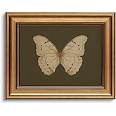Gold Framed Wall Art Vintage Butterfly Canvas Wall Art White Butterfly Moody Insect Artwork Prints Picture for Living Room Be