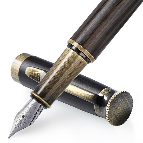 MBQBBBZ Handcrafted Wooden Fountain Pen,Vintage Writing Pen with Exquisite Packaging Case,Perfect for Business,Collectors & Calligraphy (Black)