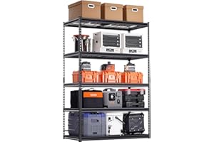 VEVOR Storage Shelves, 3000 lbs, 5 Tier Heavy Duty Garage Shelving, 24" D x 48" W x 72" H Adjustable Metal Shelves for Industrial Shelving Unit Utility Shelf, for Kitchen, Warehouse, Basement, Black