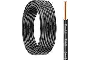 KIMBLUTH THHN Wire 10 Gauge 25 FT OFC Electrical Wire, 10 AWG Solid Copper Wire Rated up to 600V Building Wire Nylon Jacket for Residential, CNC, Ground, Industrial (10 Gauge, Black)