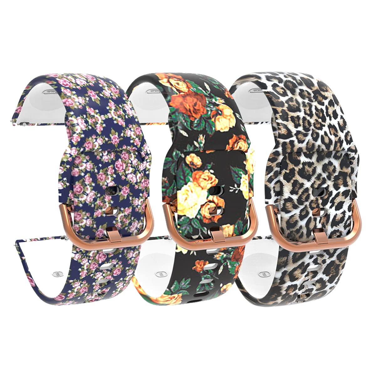 Chofit Straps Compatible with Popglory Strap, 3-Pack 20mm Soft Silicone Replacement Quick Release Band Pattern Floral Bracelet Sport Wristband for Popglory P22 Smart Watch (3A) โ image 1