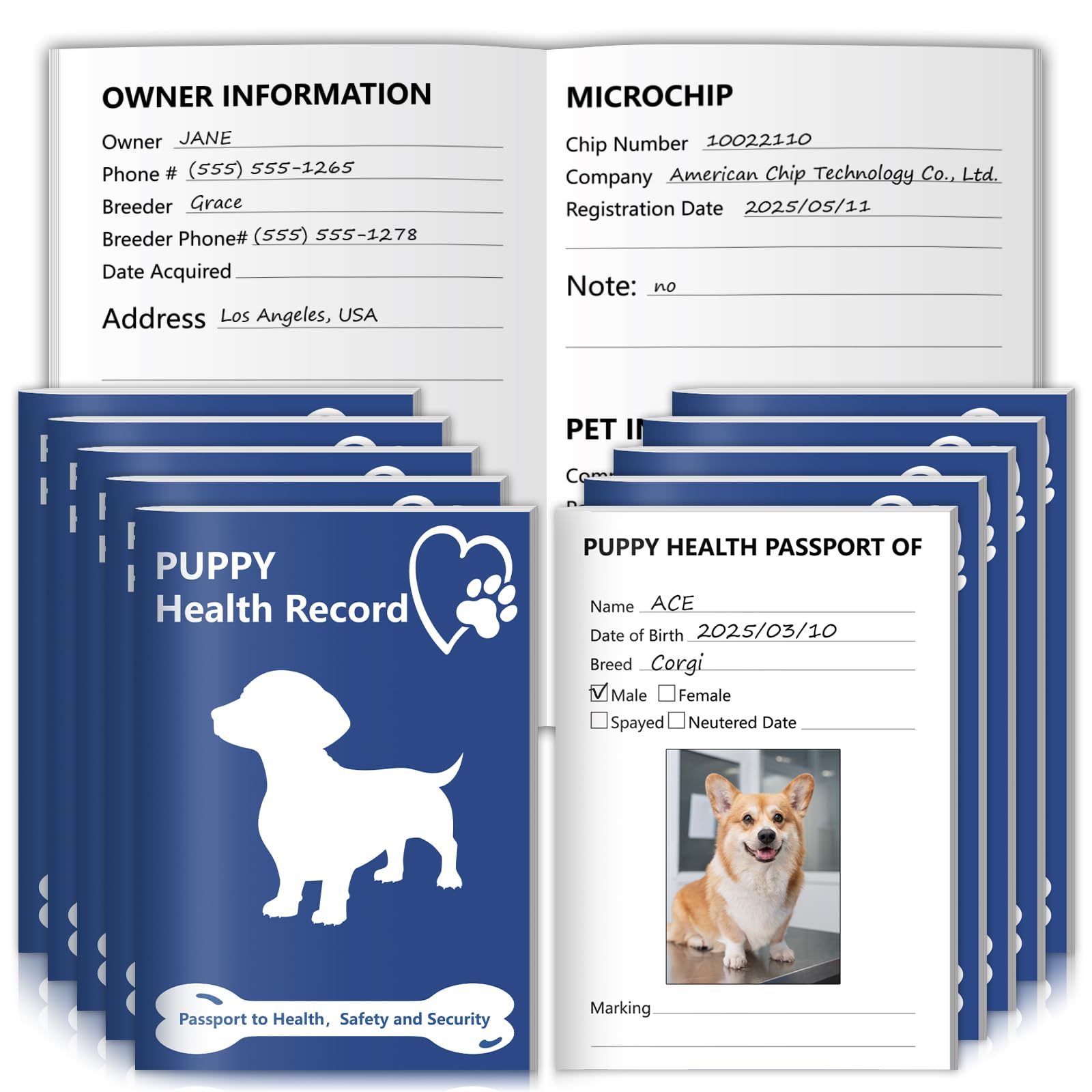 Photo 1 of 10 Pack Puppy Shot Record Booklets 12 Sheets Per Pack Dog Vaccination Record Book Dog Health Records 5*3.5inch Dog Information Record Notebook dog medical and vaccine book for Pet Lovers Doggy Medical