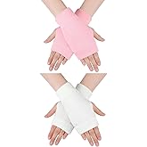 Blulu 2 Pair Winter Fingerless Gloves Warmers Wrist Soft Knitted Flexible Typing Driving Gloves for Women Men in Common Size