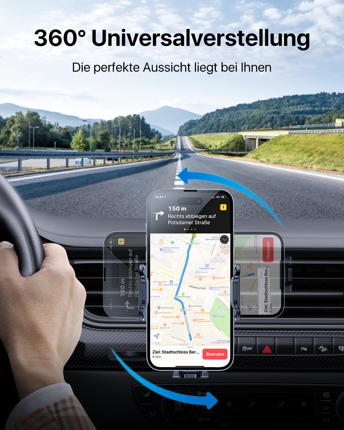 andobil Handyhalterung Auto Lüftung [2026 Neueste Lüftungsclip] Kfz Handy Halterung [100% Sicherer Griff ] 360° Drehbar Autohalterung Zubehör für iPhone 17 Pro Max Air 16 15 14 13 12 Galaxy S25 Ultra 4