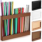 Qinyoung Wooden Straw Holder for Cabinet Door with Double Sided Adhesive Tape Tumbler Straw Organizer for Cupboard Reusable Tumbler Storage Container for Kitchen Counter(Acacia Color)