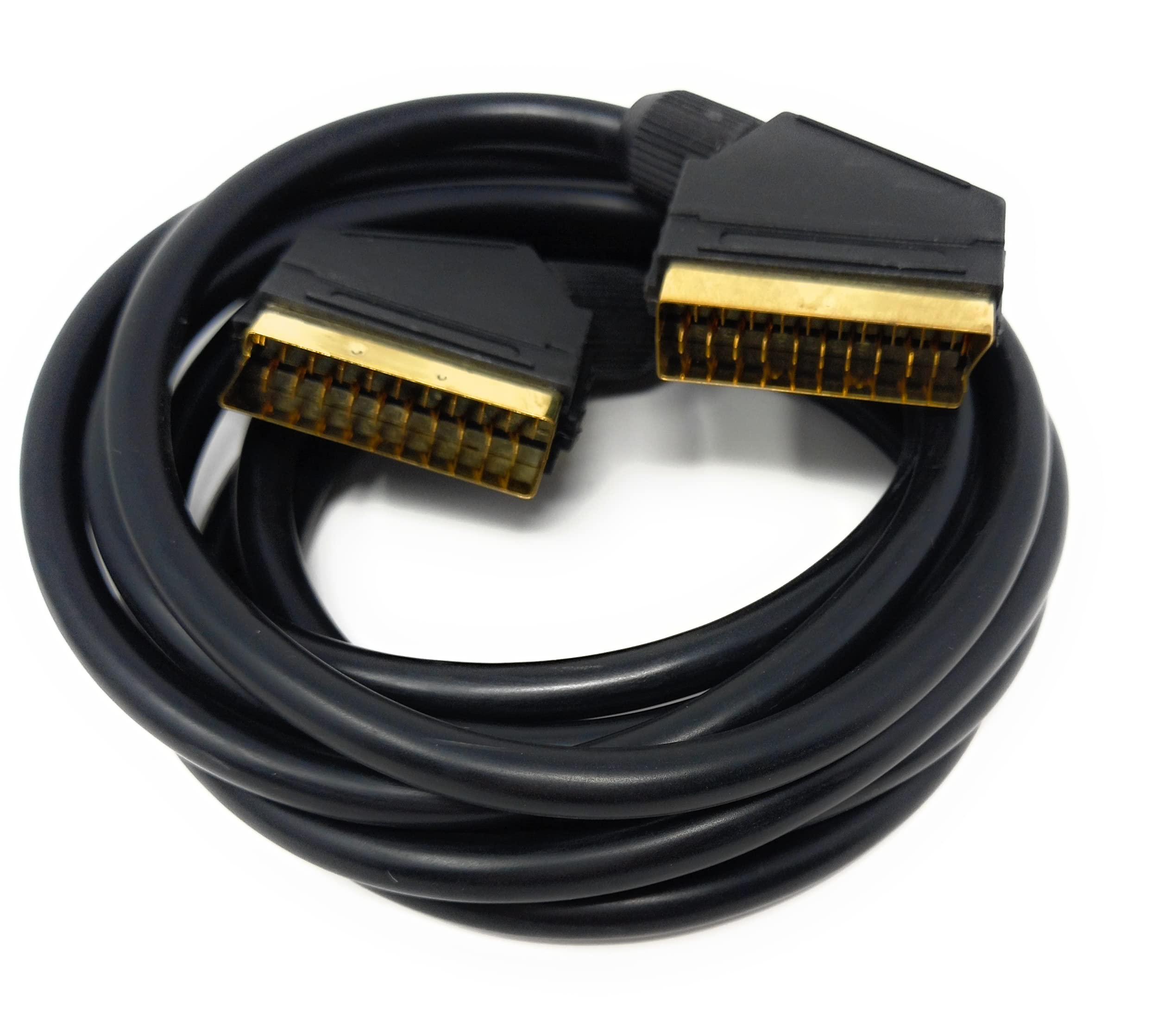 DRUT 3m Scart to Scart Cable Lead, 21 Pin Male to Male (Plug to Plug) RGB Cord for TV, VCR, DVD Player Gold Plated 10ft