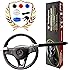 Tevlaphee Steering Wheel Lock For Cars,Wheel Lock,Vehicle Anti-Theft Lock,Adjustable Length Clamp Double Hook Universal Fit Emergency Hammer Window Breaker Self Defense Heavy Duty Secure