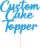 EDSG Personalised Cake Topper Happy Birthday Blue 11 Colors Custom Text