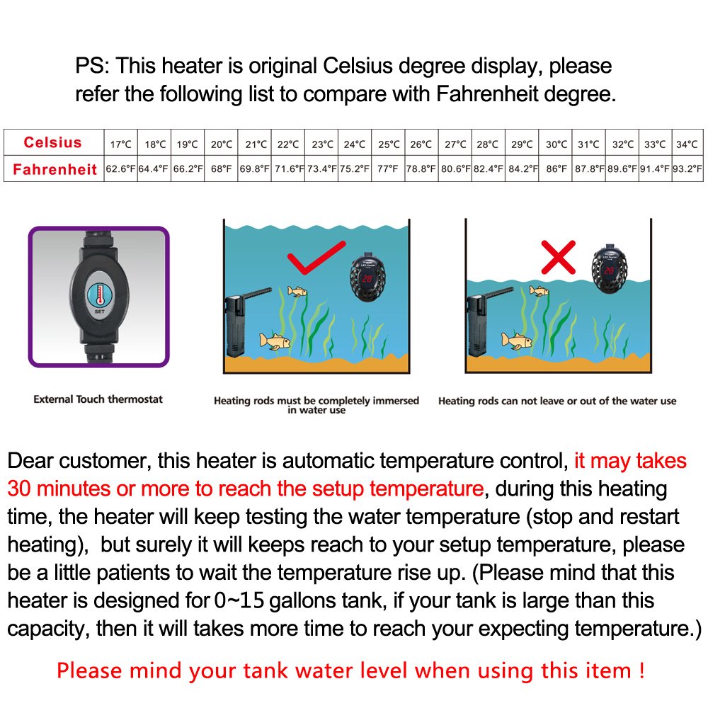 FREESEA FS28 Samll Aquarium Heater With LED Display (1 To15 Gallon) on