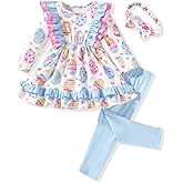 HINTINA Toddler Little Girl Long Sleeve Outfits Tunic Dress Top leggings Pants Fall Winter Clothes Set
