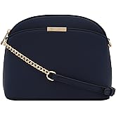 FashionPuzzle Faux Leather Small Dome Crossbody Bag with Chain Strap