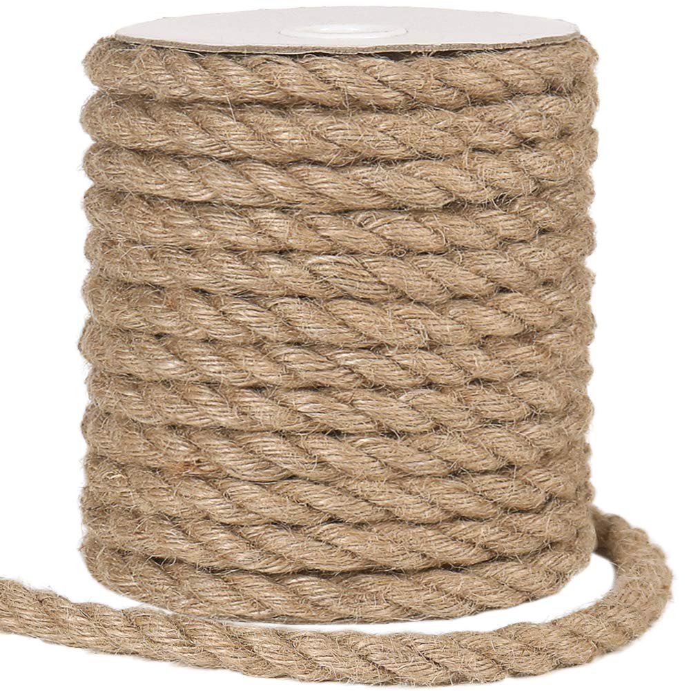 Tenn Well 12mm Jute Rope, 33 Feet Thick and Strong Natural Jute Twine for Gardening, Bundling, Cat Scratcher, Decorating (Brown)