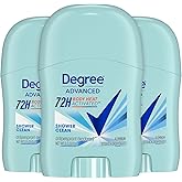 Degree Advanced Antiperspirant Deodorant, Shower Clean 3-Pack – Travel Deodorant for Women, 72H Protection, 0.5 Oz Ea