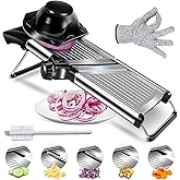 GYH&GXR Adjustable Mandoline Food Slicer with Blades, Glove, Includes 5 adjustable blades for Kitchen,Mandolin, Potato Slicer