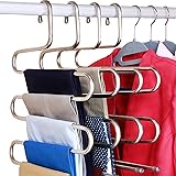 DOIOWN S-type Stainless Steel Clothes Pants Hangers Closet Storage Organizer for Pants Jeans Scarf hanging (14.17 x 14.96ins, Set of 3) (3-Pieces)