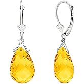 14k White Gold Dangling Earrings with Briolette Citrine
