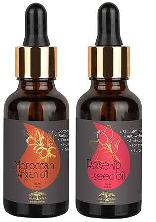 All Naturals 100% Pure Rosehip Oil and Argan Oil Combo (30ML Each) For Hair, Skin & Face