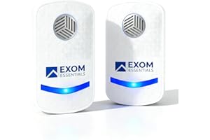 EXOM ESSENTIALS T-24, Ultrasonic Pest Repeller Wall Plug-in Most Effective Than Repellents - Get Rid of - Rodents, Squirrels, Mice, Rats, Bats, Roaches, Ants, Spiders, Bed Bugs, Мosquito, Insects, Fleas (2 Pack)