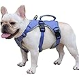Huntboo Escape Proof Dog Harness, Escape Artist Harness, Reflective Dog Harness with Handle, Durable,Adjustable Vest for Small Medium Large Dogs Walking, Training, and Running Gear(Technicolor Blue,M)