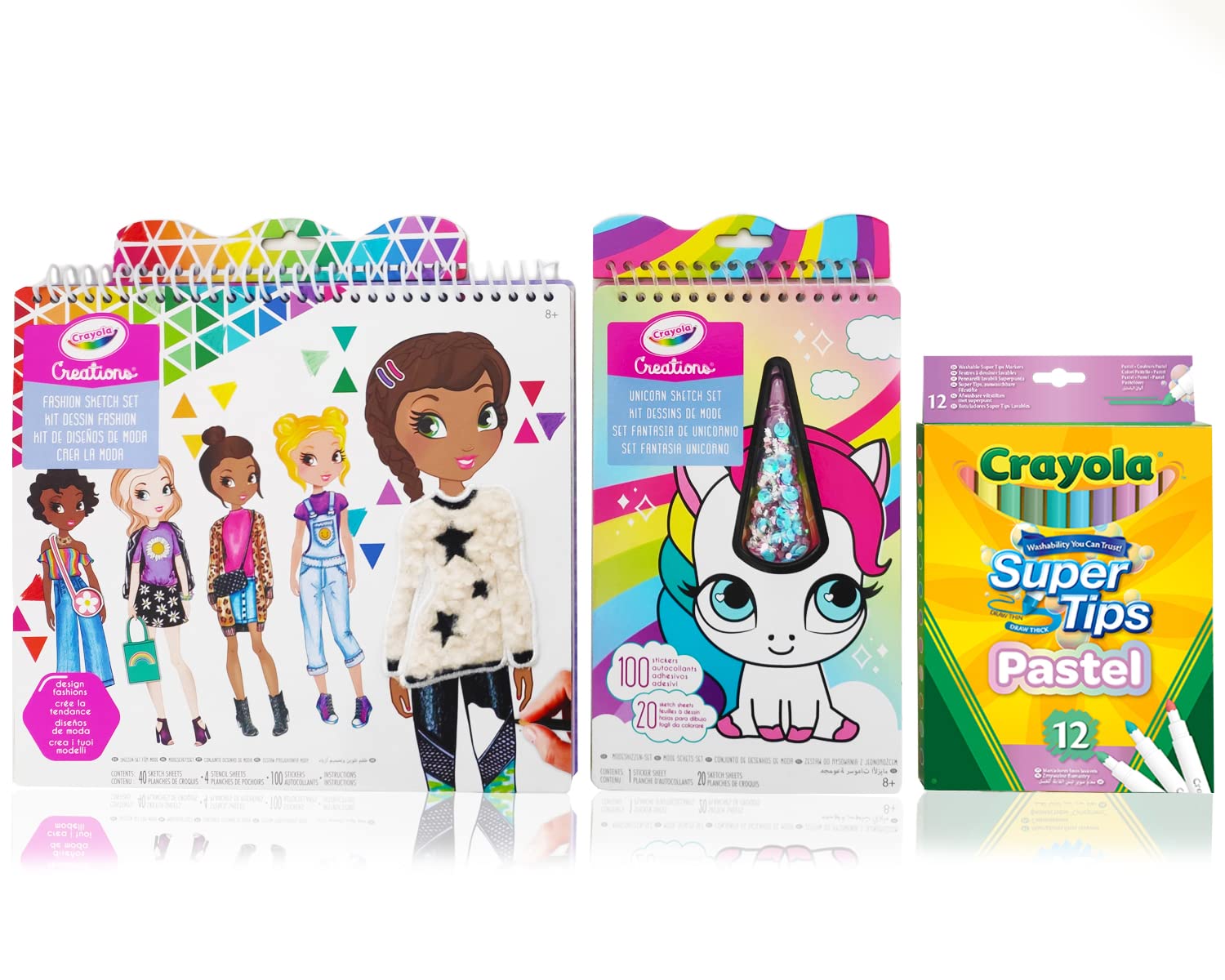 CRAYOLA - Creations, Fashion & Unicorns Colouring Set with Stickers, Creative Gift for Girls, Age 6+