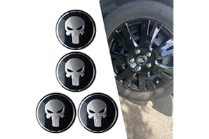 ijuicy 4 PCS Car Wheel Center Hub Cap Cover, Metal Scratch-Proof Anti-Fading Skull Pattern Center Caps for Rims, Self-Adhesive Wheel Center Caps Sticker, Universal for Cars Trucks (Black)