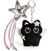 HONYJOOM Bag Charm Cute Black Cat Plush Keychain Backpack Purse Key Chain Accessories Gifts for Women